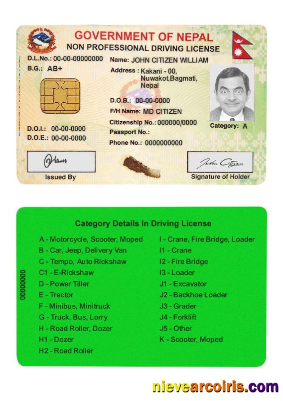 Nepal smart driver license